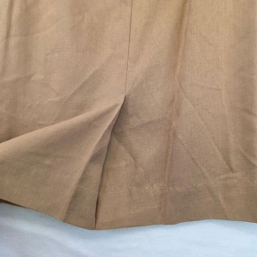 Vintage Pendleton Linen Pencil Skirt 6 Brown USA Business Academia Deadstock